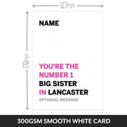 The size of this personalised birthday cards for big sister is 7 x 5" when folded