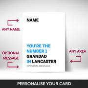 What can be personalised on this grandad fathers day cards
