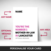 What can be personalised on this personalised mothers day cards for mother-in-law