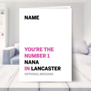 personalised mothers day cards for nana shown in a living room