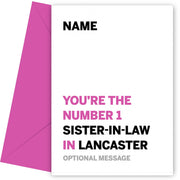 Personalised Number 1 Sister In Law in Area Card