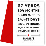 67th Anniversary Card for Couples - 67 Years in Numbers D1