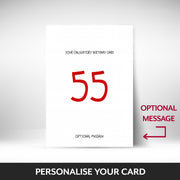 What can be personalised on this 55th birthday card for him