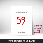 What can be personalised on this 59th birthday card for him