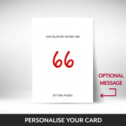 What can be personalised on this 66th birthday card for him