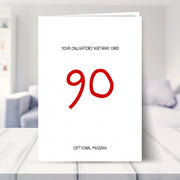 obligatory 90th birthday card shown in a living room