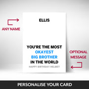 What can be personalised on this big brother birthday cards