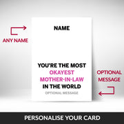 What can be personalised on this personalised mothers day cards for mother-in-law