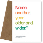 Personalised Older And Wider Card