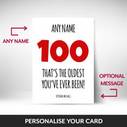 What can be personalised on this 100th birthday card for him