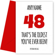 Funny 48th Birthday Card - That's the oldest you've ever been!