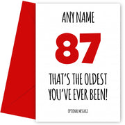 Funny 87th Birthday Card - That's the oldest you've ever been!