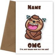 Personalised OMG Sloth Birthday Card