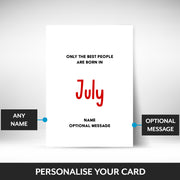 What can be personalised on this july birthday