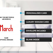 Main features of this card for march birthday