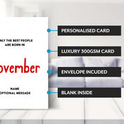Main features of this card for november birthday