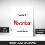 What can be personalised on this november birthday