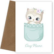 Personalised Owl In A Pocket Card