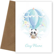 Personalised Panda In A Hot Air Balloon Card