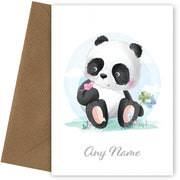 Personalised Panda Playing With Butterfly Card