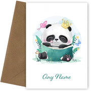 Personalised Panda With Crown Card