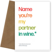 Personalised Partner In Wine Card