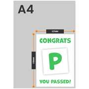 The size of this congratulations on passing your driving test card is 7 x 5" when folded