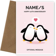 Penguin 10th Wedding Anniversary Card for Couples