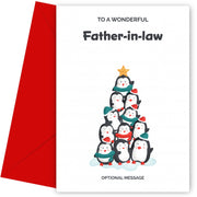Father-in-law Christmas Card - Penguin Tree