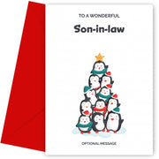 Son-in-law Christmas Card - Penguin Tree