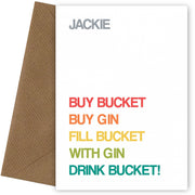 Personalised Buy Bucket, Buy Gin Card