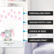 Personalised Elephant Baby Shower Cloud Print (Pink)