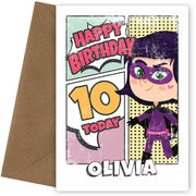Superhero 10th Birthday Card for Girls (comic)