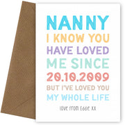Personalised Loved Me Since Nanny Card (F1)