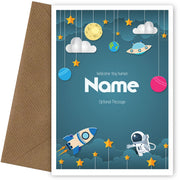 Personalised Space Card for Boys (Hello Tiny Human)