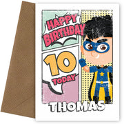 Superhero 10th Birthday Card for Boys (comic)