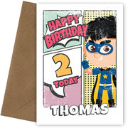 Superhero 2nd Birthday Card for Boys (comic)