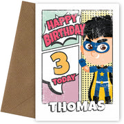 Superhero 3rd Birthday Card for Boys (comic)