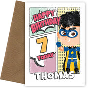 Superhero 7th Birthday Card for Boys (comic)
