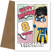 Superhero 8th Birthday Card for Boys (comic)