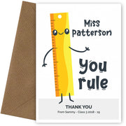 Personalised Teacher Card - You Rule (Ruler)
