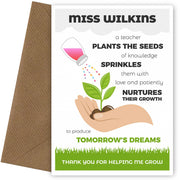 Personalised Teacher Plants a Seed Card