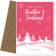 Pink Christmas Card for Brother & Husband - Special Winter Scene Card