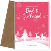 Pink Christmas Card for Dad & Girlfriend - Special Winter Scene Card