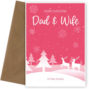 Pink Christmas Card for Dad & Wife - Special Winter Scene Card