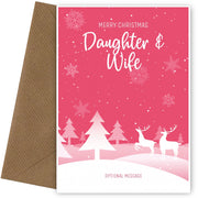 Pink Christmas Card for Daughter & Wife - Special Winter Scene Card