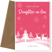 Pink Christmas Card for Daughter-in-law - Special Winter Scene Card