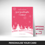 What can be personalised on this Great Granddaughter & Husband christmas cards