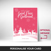 What can be personalised on this Great Niece & Girlfriend christmas cards
