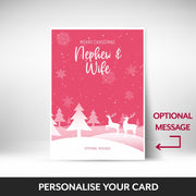 What can be personalised on this Nephew & Wife christmas cards